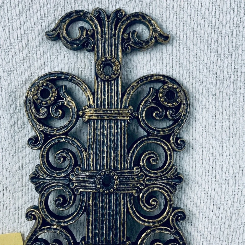 Dart Homco Wall Sconce Decor‎ Gold Hollywood Regency Goth Candelabra Candle 4193